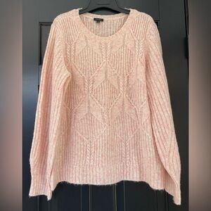 Talbots Wool Mix Blend Pink Cable Knit Women's Sweater